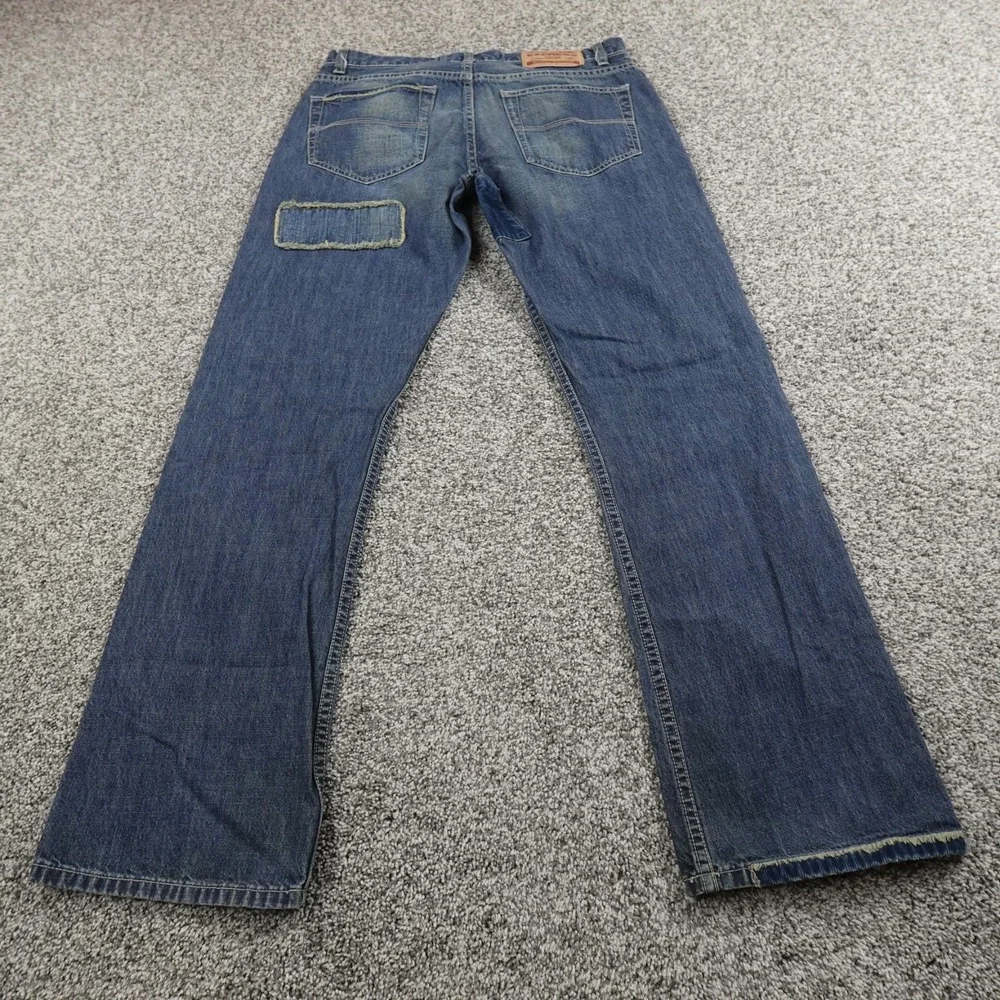 Express Jeans Mens 30X32 Dark Blue Denim Pants Patchwork Boot Button Fly Western